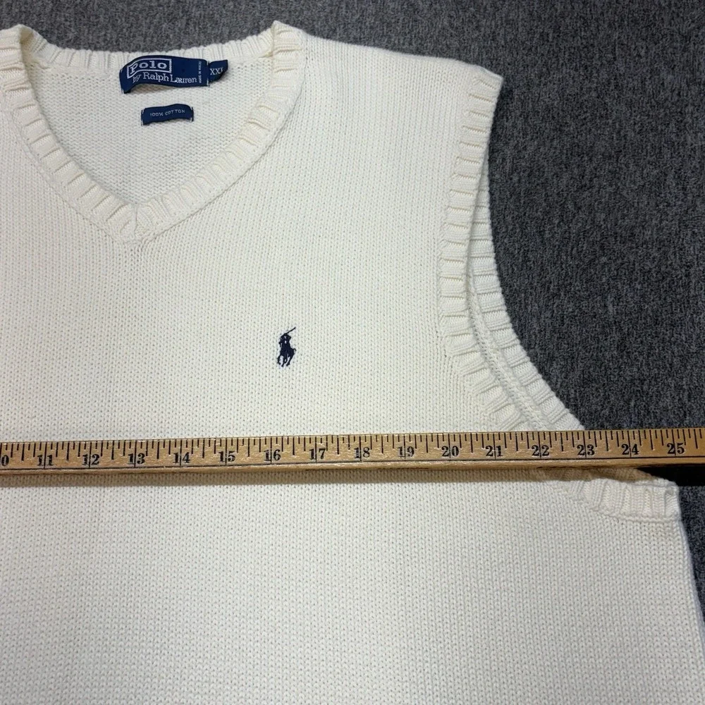Vintage '80s Polo Ralph Lauren Beige Ivory‎ 100% Cotton Sweater Vest XXL